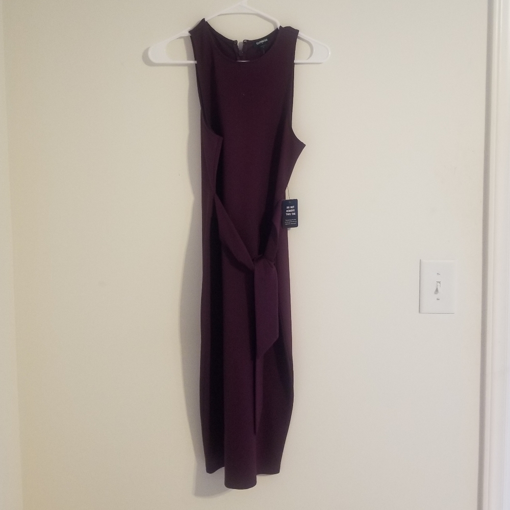 Express Tie Front Sleeveless Burgundy Midi Dress - Small - NWT